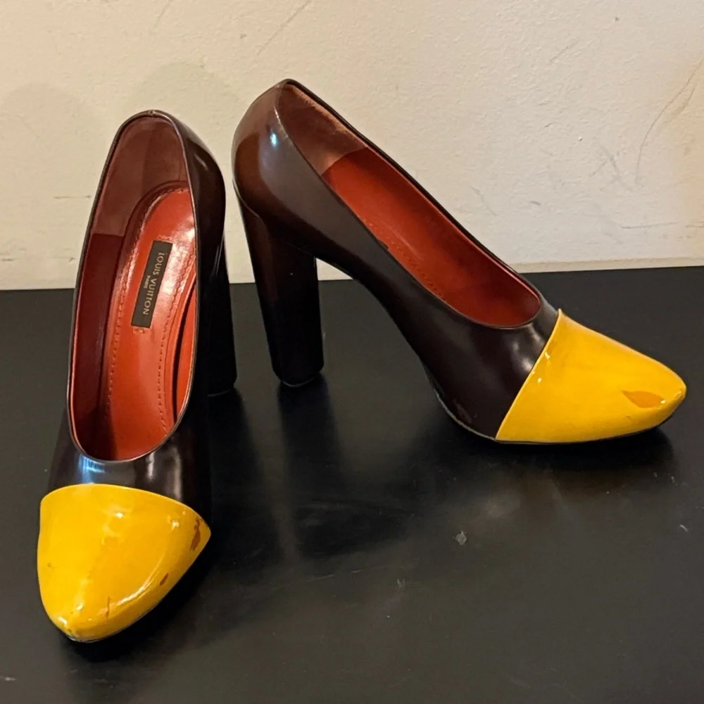 Louis Vuitton Two-Tone Brown and Yellow Heels
